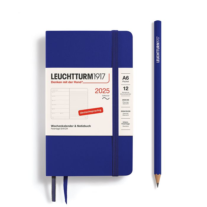 Weekly Planner & Notebook Pocket (A6) 2025, Softcover, Ink,  German