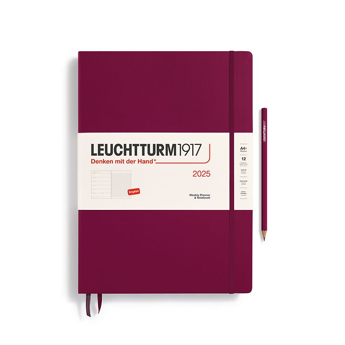 Weekly Planner & Notebook Master (A4+) 2025, Port Red, English