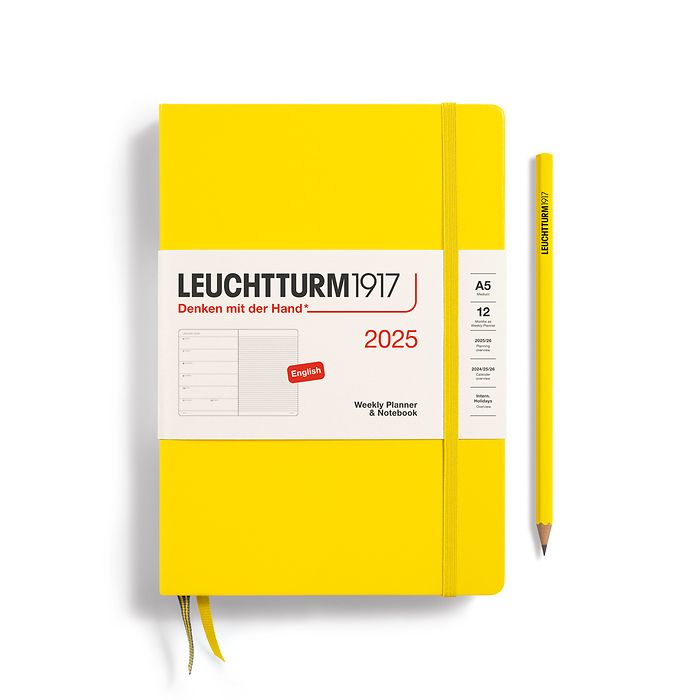 Weekly Planner & Notebook Medium (A5) 2025, Lemon, English