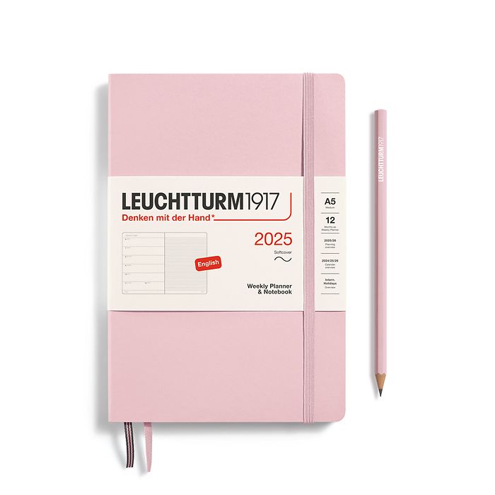 Weekly Planner & Notebook Medium (A5) 2025, Softcover, Powder, English