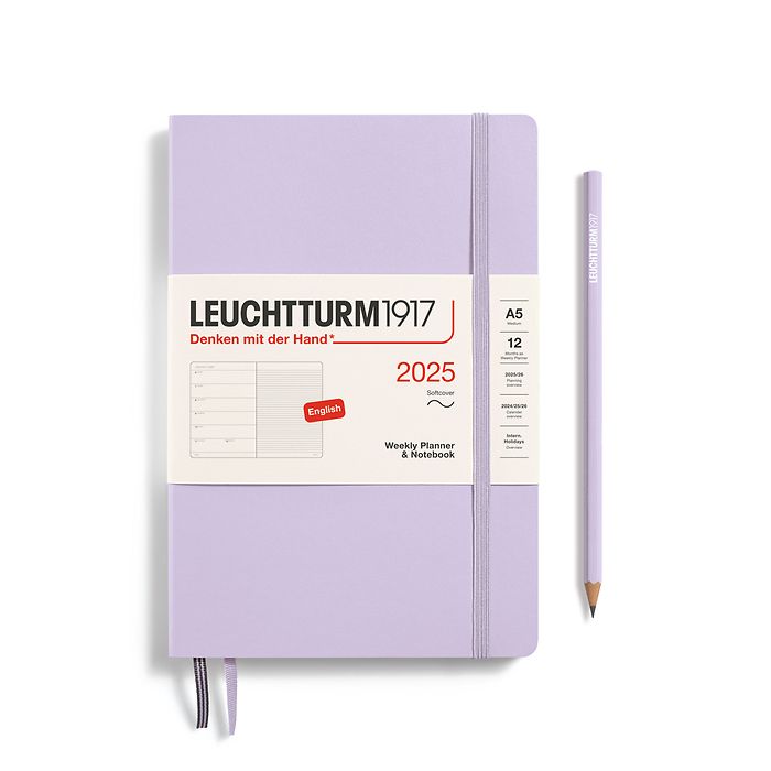 Weekly Planner & Notebook Medium (A5) 2025, Softcover, Lilac, English