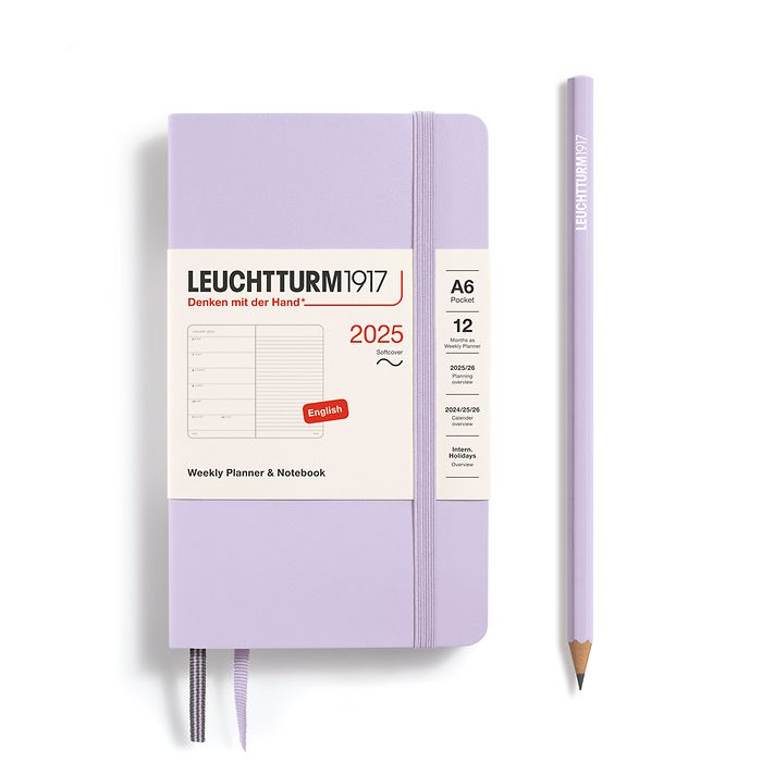 Weekly Planner & Notebook Pocket (A6) 2025, Softcover, Lilac, English