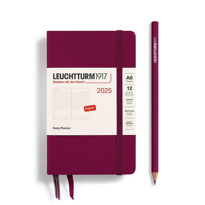 Daily Planner Pocket (A6) 2025, Port Red, English