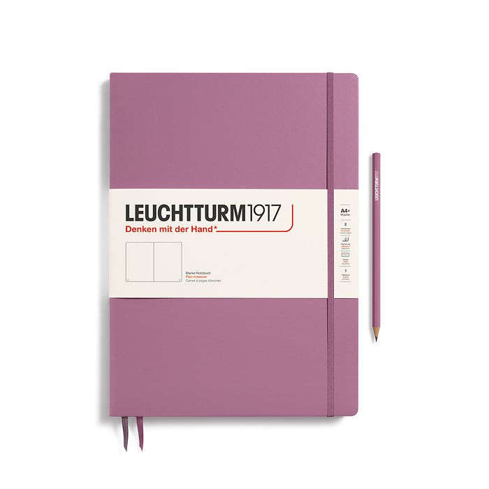 Notebook Master Slim (A4+), Hardcover, 123 numbered pages, Dusty Rose, plain