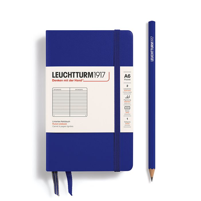 Notebook Pocket (A6), Hardcover, 187 numbered pages, Ink, ruled