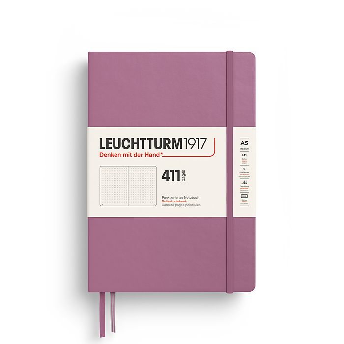 Notebook Medium (A5), Hardcover, 411 numbered pages, Dusty Rose, Dotted