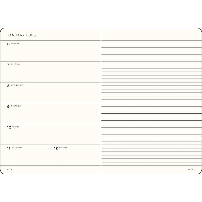 Weekly Planner and Notebook 2025, English